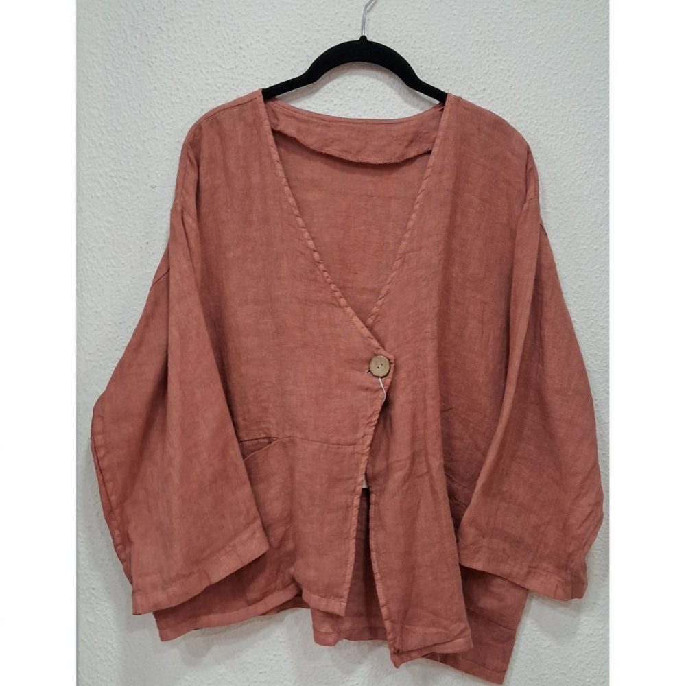 Chaqueta lino asimétrica