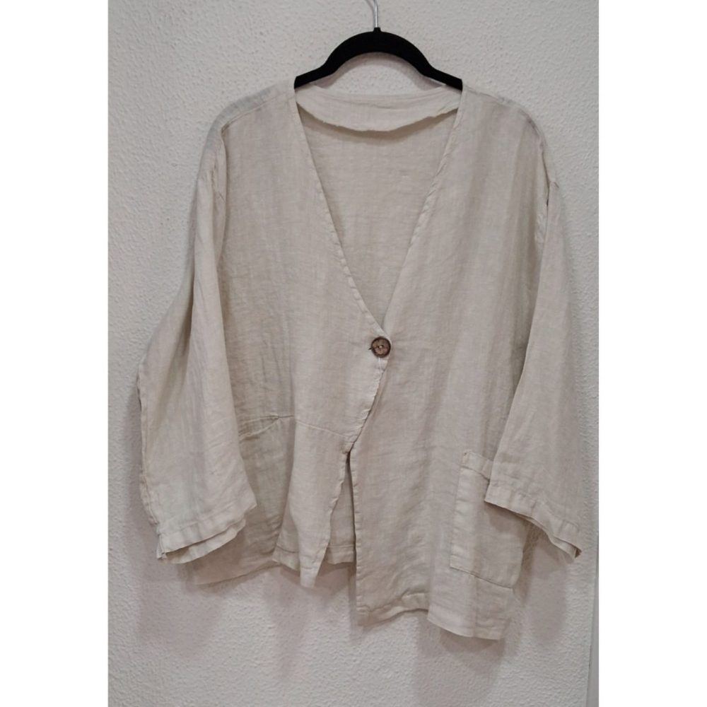 Chaqueta lino asimétrica - Imagen 2