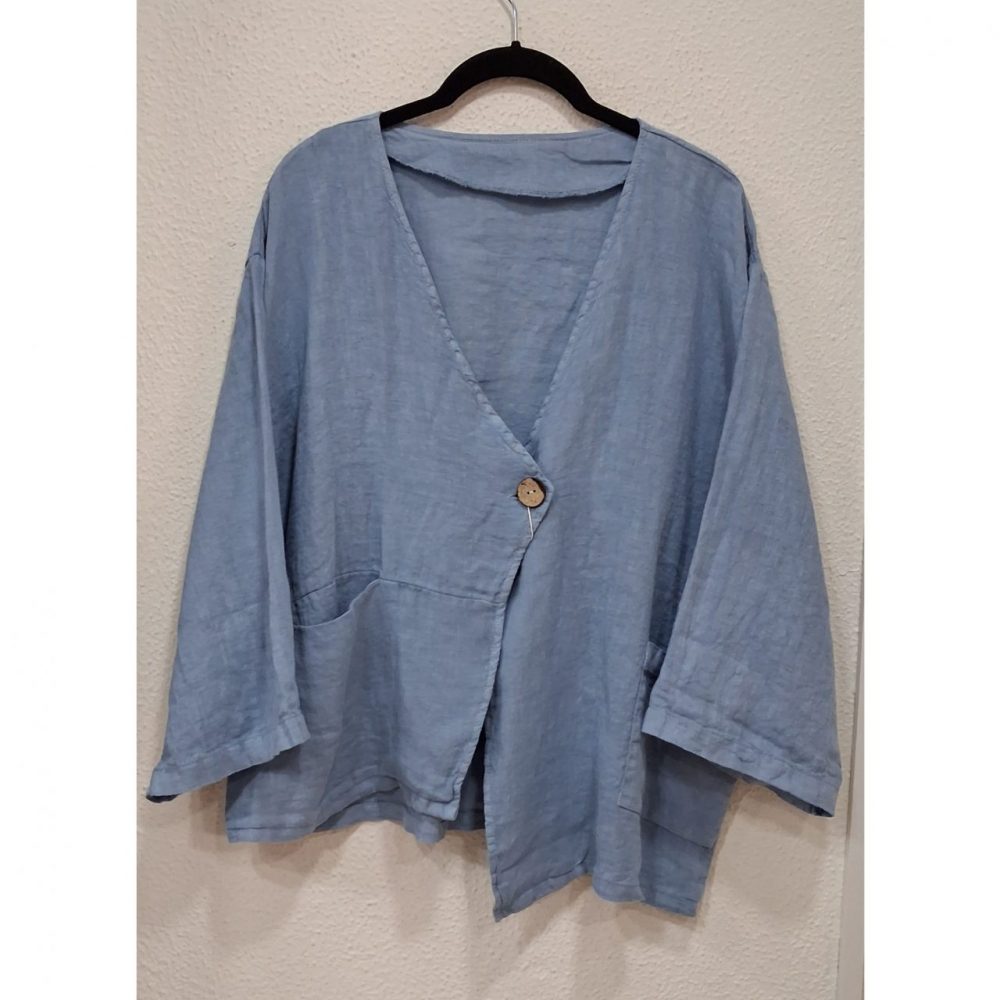 Chaqueta lino asimétrica - Imagen 3